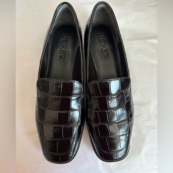 J. Crew Maison loafers in croc-embossed black Italian leather- size 7.5 - Picture 3 of 9